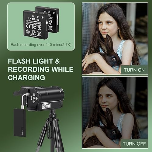 Miniatura 3 de Cámara de vídeo de 2.7K QHD 50MP YouTube Vlogging Cámara 16X Zoom digital Cámara web con rotación de 270 grados Videocámaras con tarjeta SD de 32G y