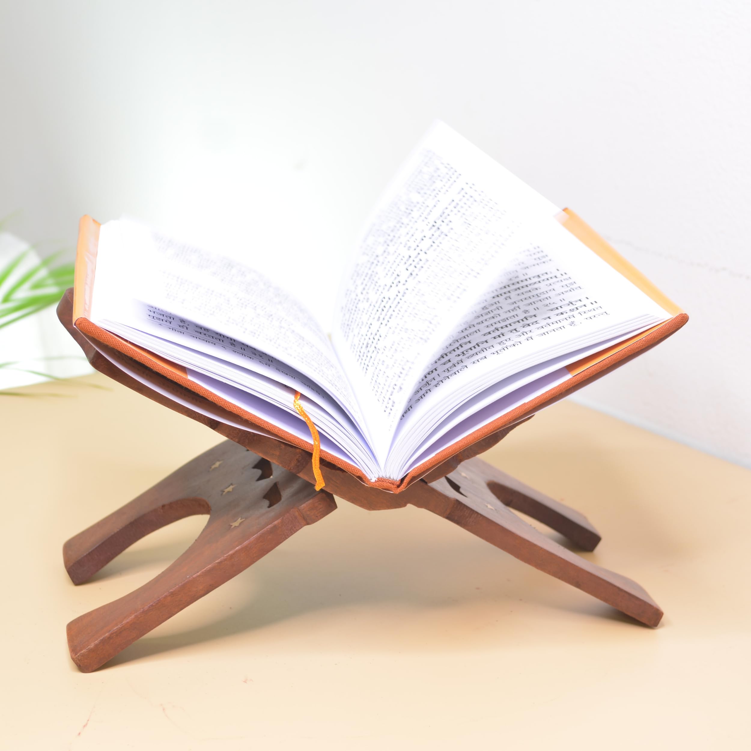 santarms Geeta Stand Wooden Handmade Wooden Book Stand | bhagwat Geeta Stand | ramayan Stand Pooja Stand Book Stand Original Book with bhagwat Geeta Book Stand (13 INCH)-image-33