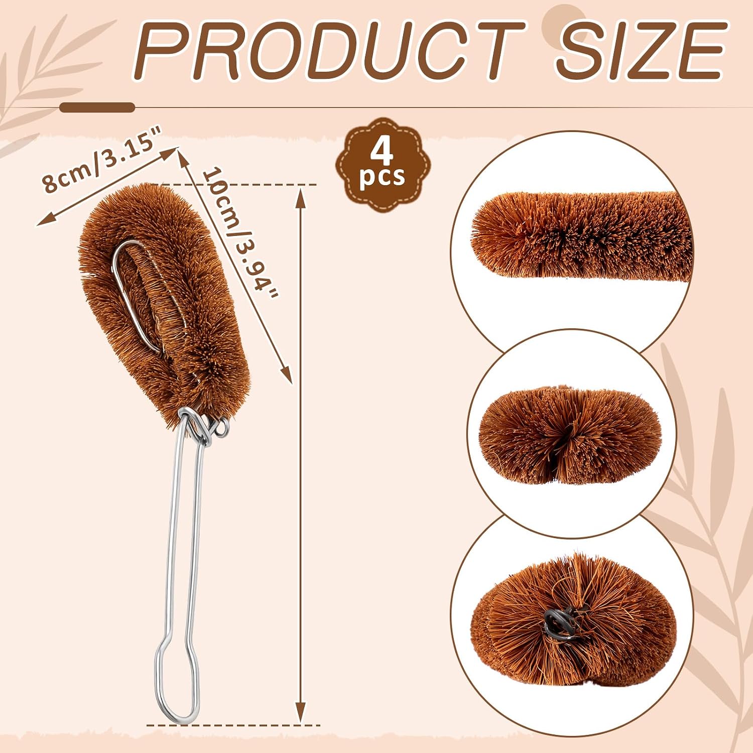 Sawysine Tawashi 100% Natural Coconut Coir Fiber Brush with Handle image 2