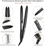 LOVANI Professional Flat Iron 450F LCD Display Salon Super Slim Hair Straightener with Heat Resistant Bag,2 Salon Clips Black