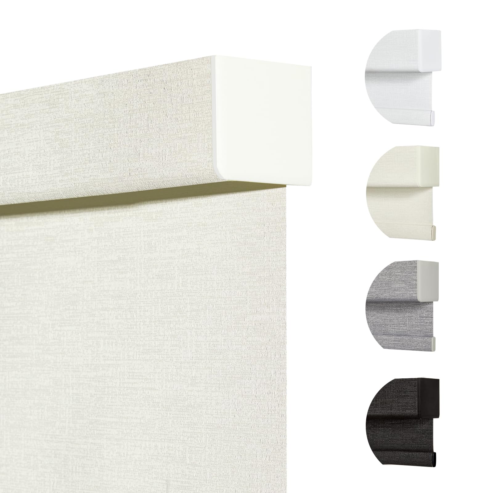 Persilux Custom Size Blackout Shades for Windows Cordless Roller Blinds, Roller Windows Shades for Home with Fabric Attached Valance, UV Protections Easy Installation for Door/Office/Salon, Limestone