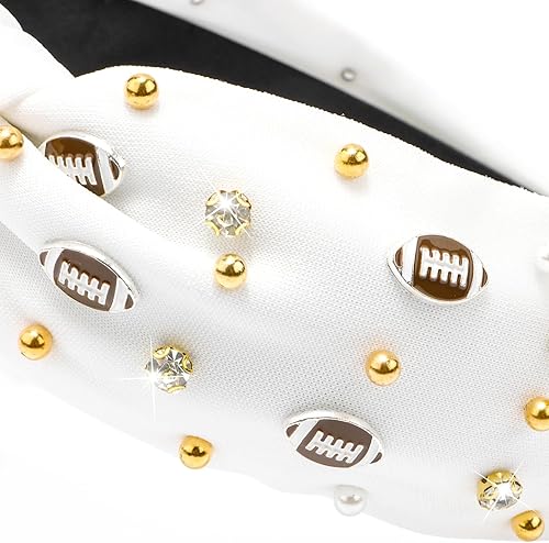 Miniatura 6 de CIEHER Football Headband Wide Knotted Headband for Women Crystal& Pearl Baseball Headband