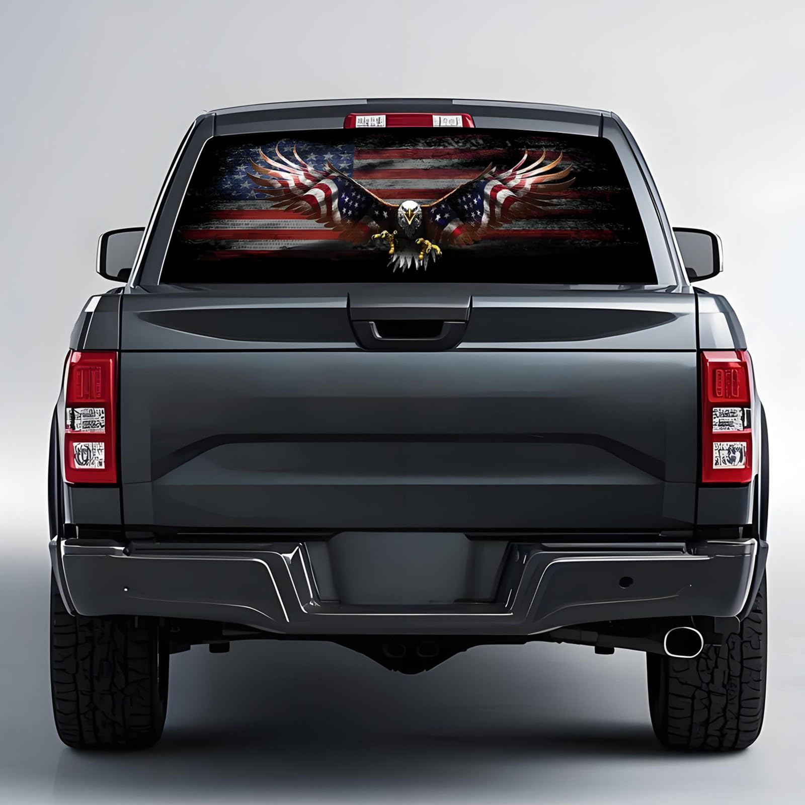 Back Window Decals for Trucks - 65x17.3 in Eagle Flag Window Decal Rear Window Decals for Truck Decor, Creative Pickup Rear Window Decal for Personalized Decoration - Eagle-5-S