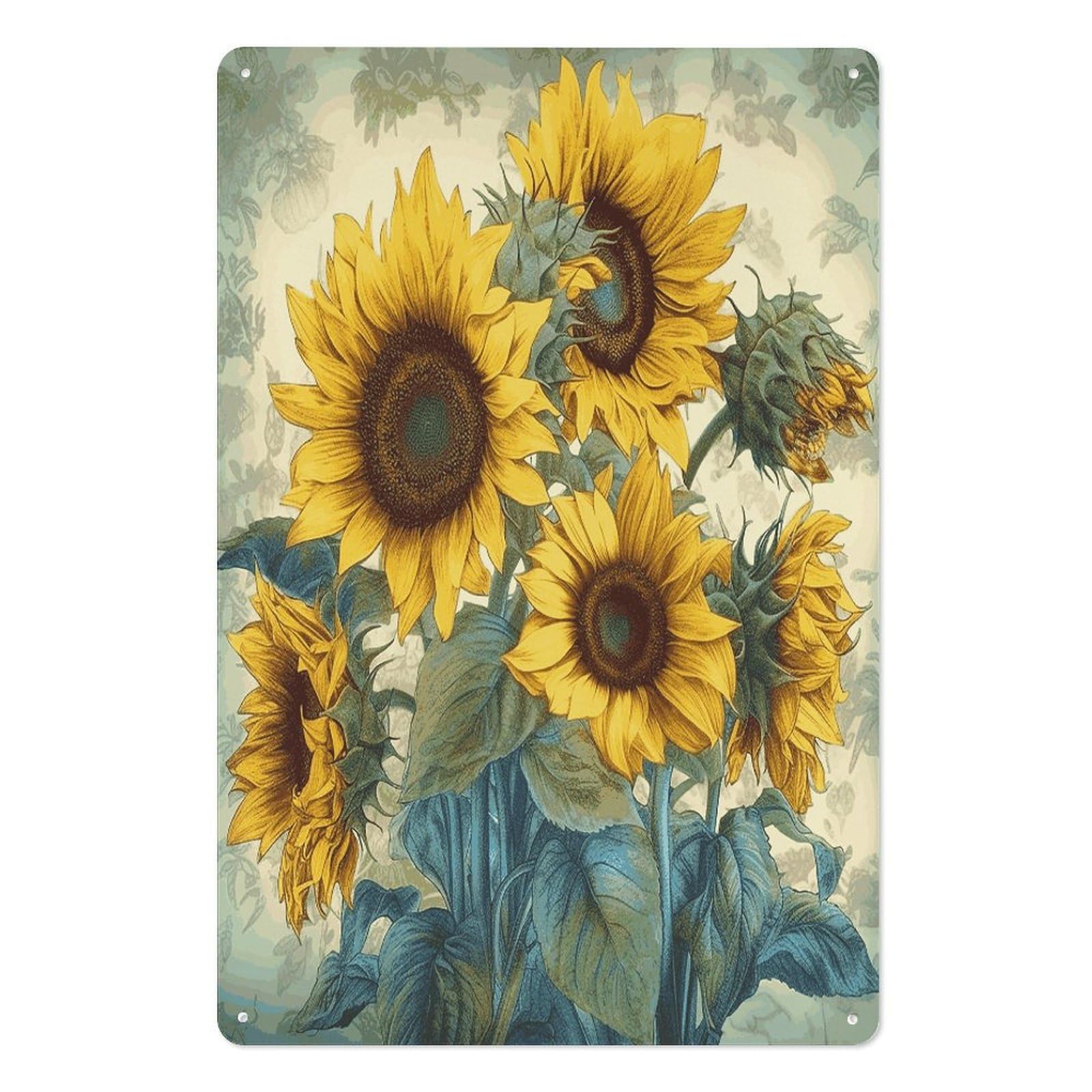 Adfgyerh Style Sunflower Print Tin Sign Hanging Art Prints,Wall Decor For Gifting And Party Decoration 7.9X11.8 Inch,Wall Art For Home Garden Greenhouse Living Room Bedroom Yard