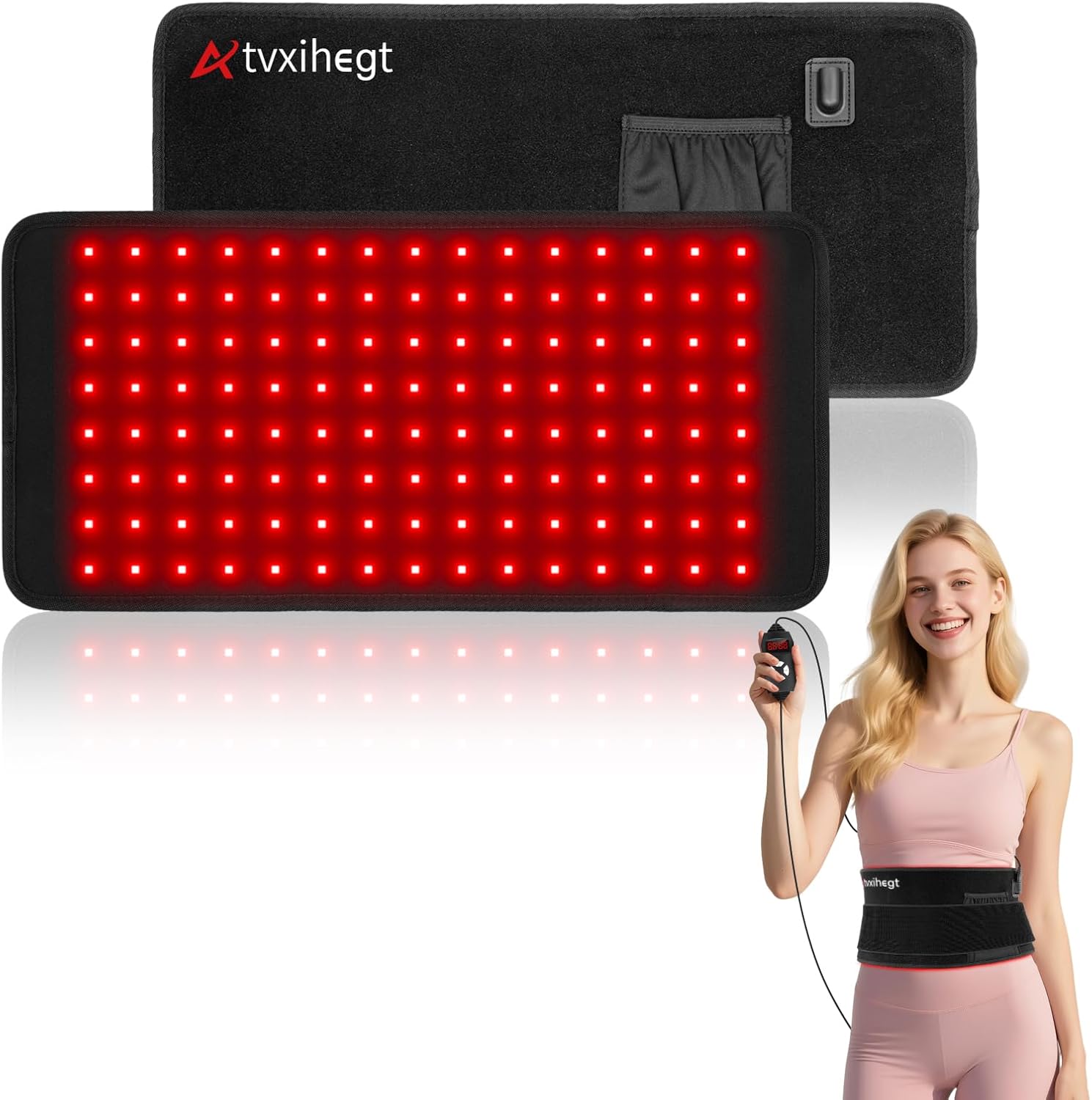 Red Light Therapy for Body, 3 in 1 LED Bead 660nm 850nm 16" x 8" Infrared Red Light Therapy Belt Pad for Back Waist Shoulder Knee Muscle Pain Relief with Controller Timer