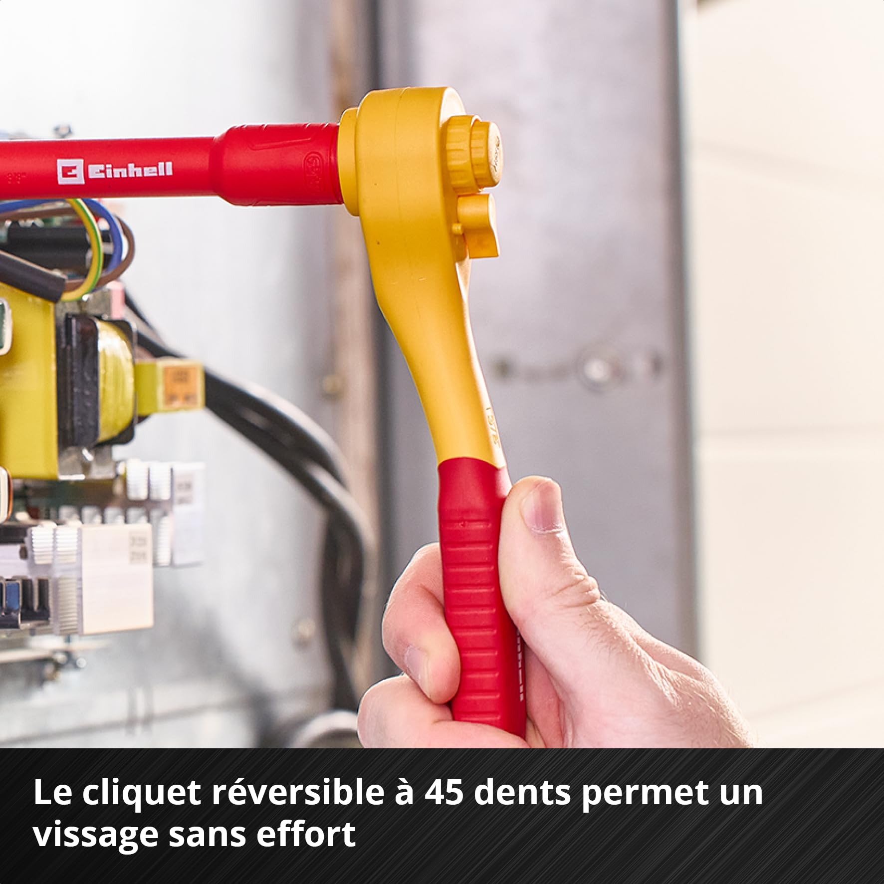 Original Einhell E-Case coffret à outils 24 pièces outils électricien (testé IEC 60900, set de pinces, set de tournevis, jeu de douilles, cliquet réversible, testeur de phase, coffret système)