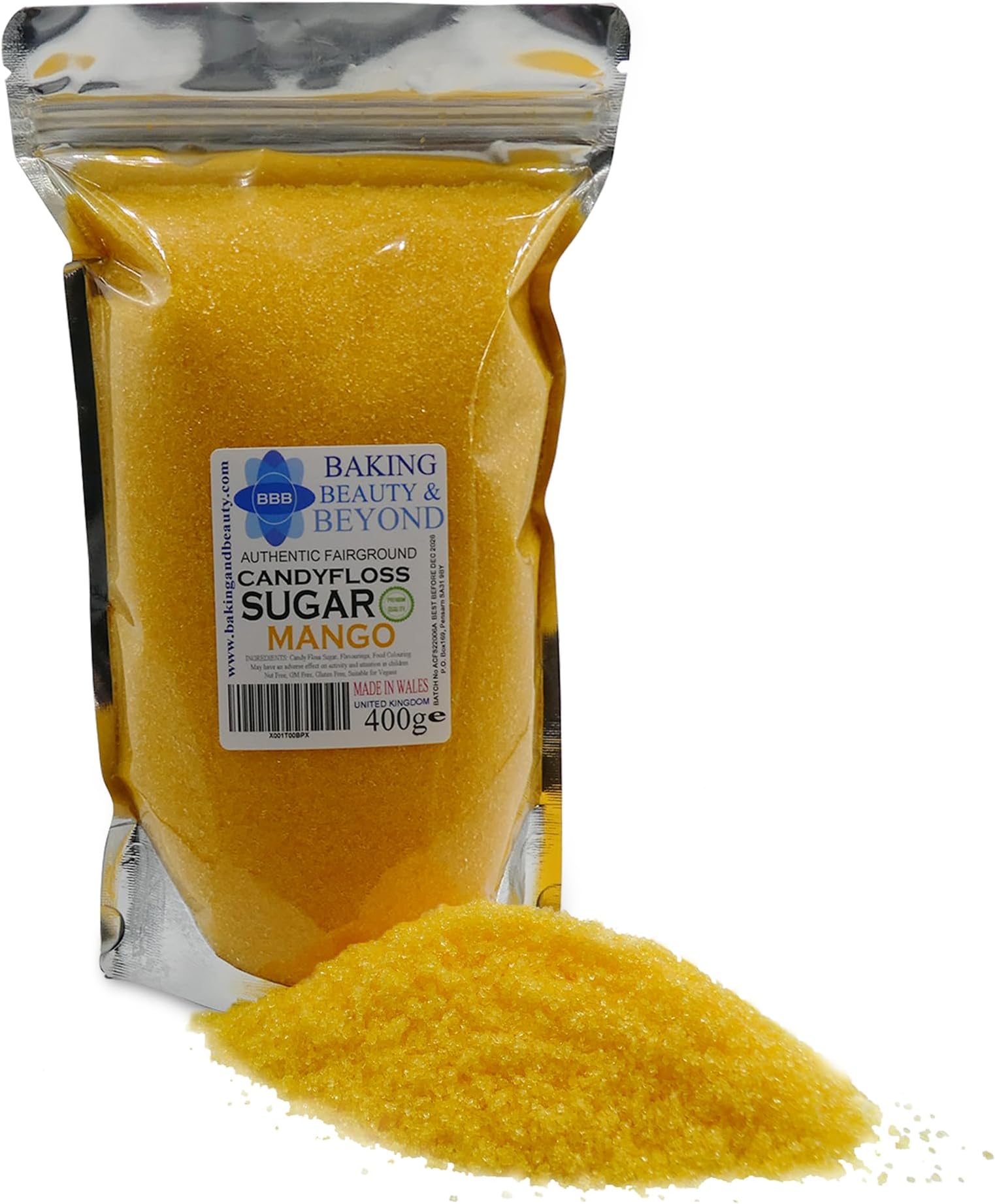 Baking Beauty and Beyond Premium Candy Floss Sugar 400g - Mango Flavour