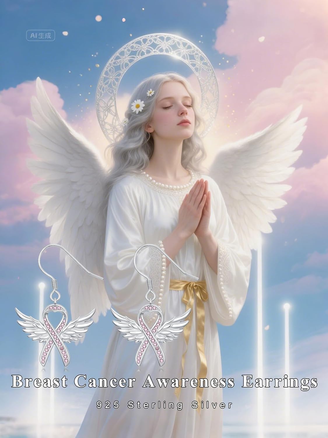 Cross/Butterfly/Dragonfly/Angel Wing Breast Cancer Awareness Earrings for Women 925 Sterling Silver Pink Ribbons Earrings Breast Cancer Survivor Gifts for Woman - Image 6