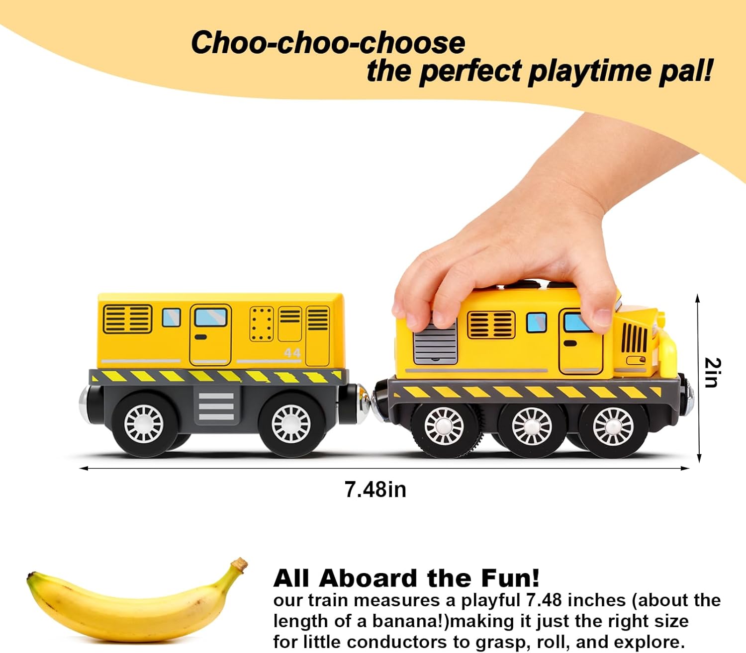 Motorized Train Toys for Wooden Tracks,Battery Operated Locomotive Train with Magnetic Connection Compatible with Thomas, Brio Accessories Toys for Boys Age 3 and Up