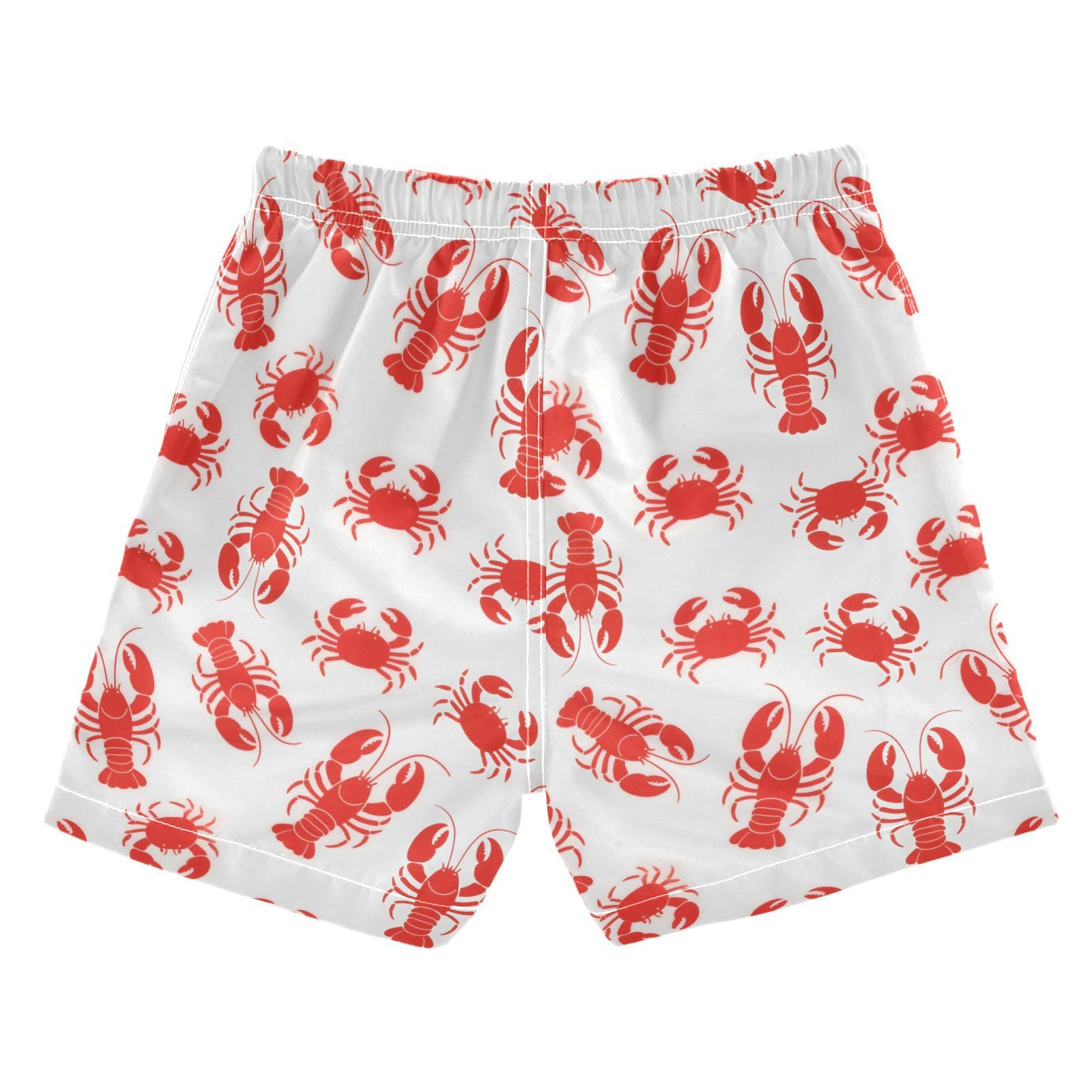 ALAZA Red Lobster on White Boys Quick Dry Beach Board Shorts Kids Swim Trunks Bathing Suit Swimsuit 3T