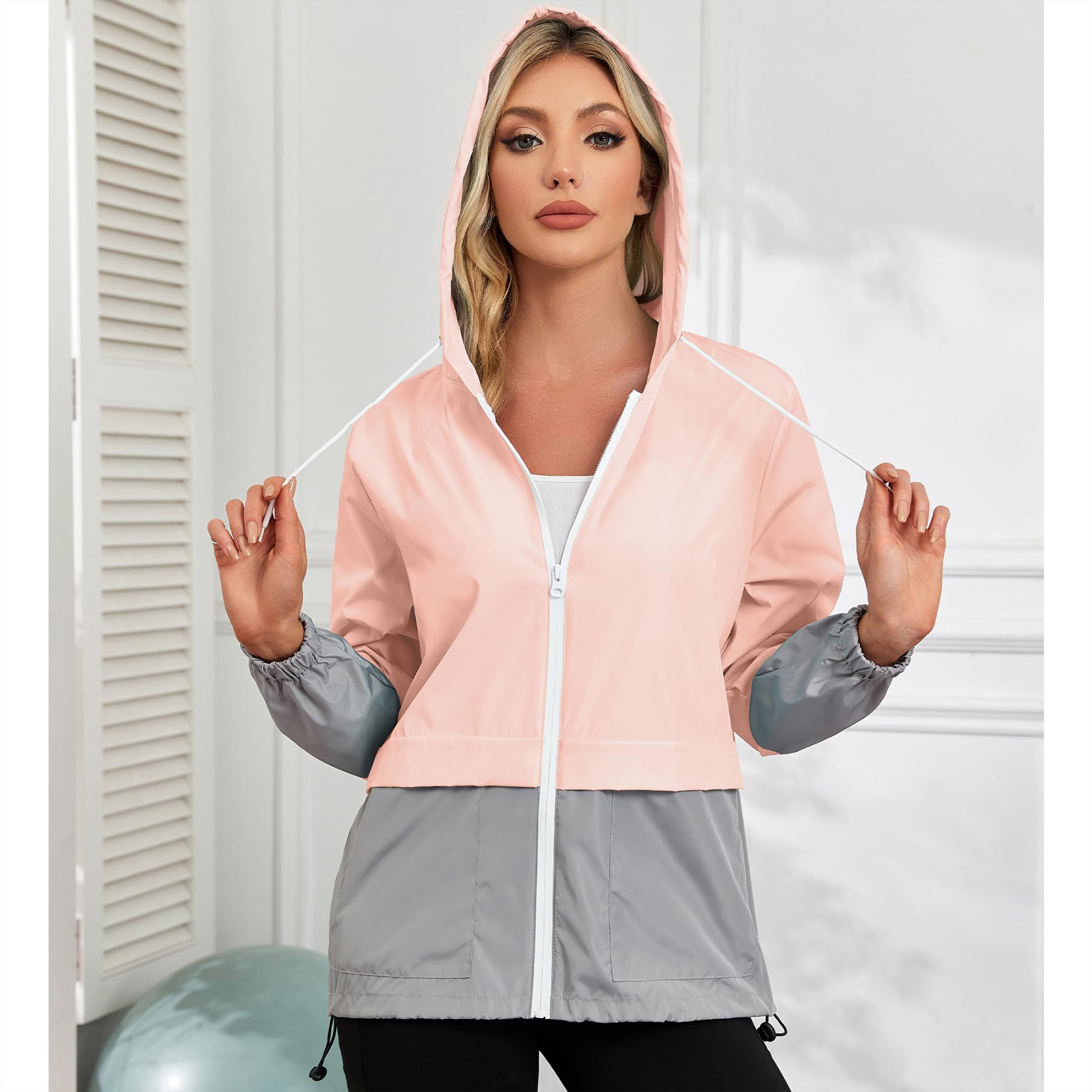 Durio Veste de pluie légère pour femme - Imperméable - Respirante - Pliable - Coupe-vent - Avec capuche - Veste softshell - Veste de cyclisme