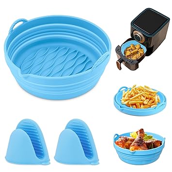 Air fryer Silicone Liners Reusable, 7.5IN Air Fryer Silicone Pot, Foldable Silicone Air Fryer Basket with