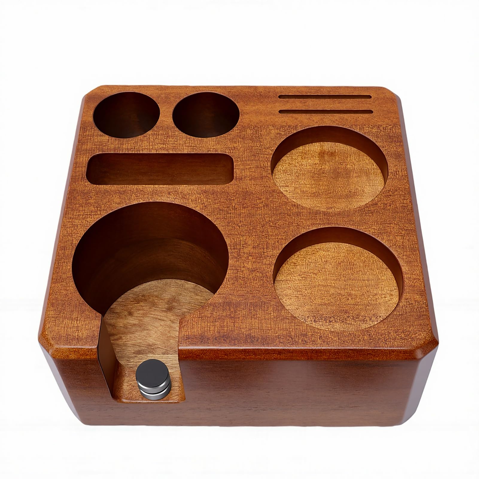 58-mm-Tampingstation, Walnuss-Organizer mit Abnehmbaren Silikonpads und Rutschfester Basis, Organizer-Station für Siebträger und Kaffeezubehör