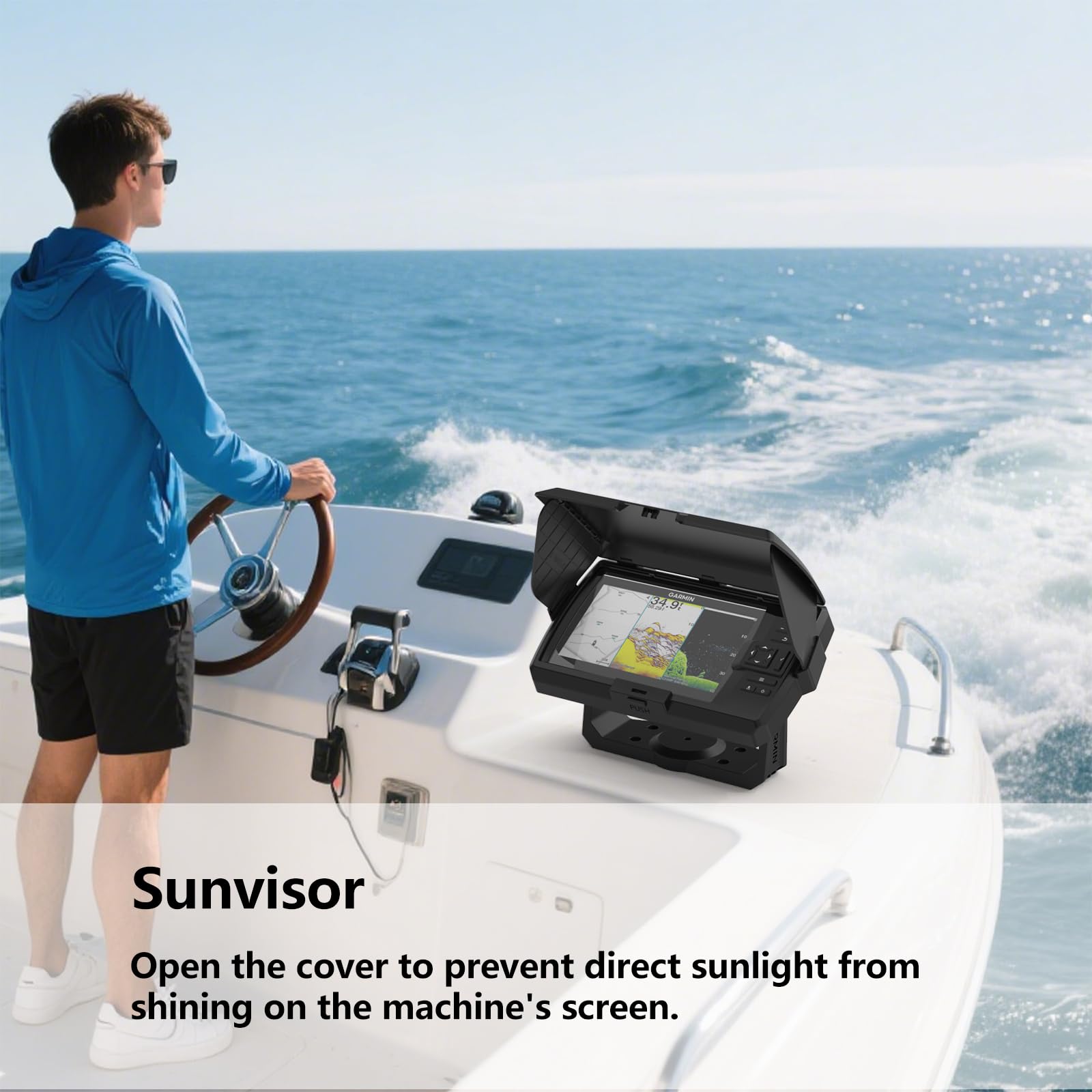 Pare-soleil pour Garmin Striker Vivid 7cv/7sv & Garmin Striker 7cv/7sv Fish Finder, ABS Protection d'écran anti-éblouissement, pliable contre les intempéries et le soleil