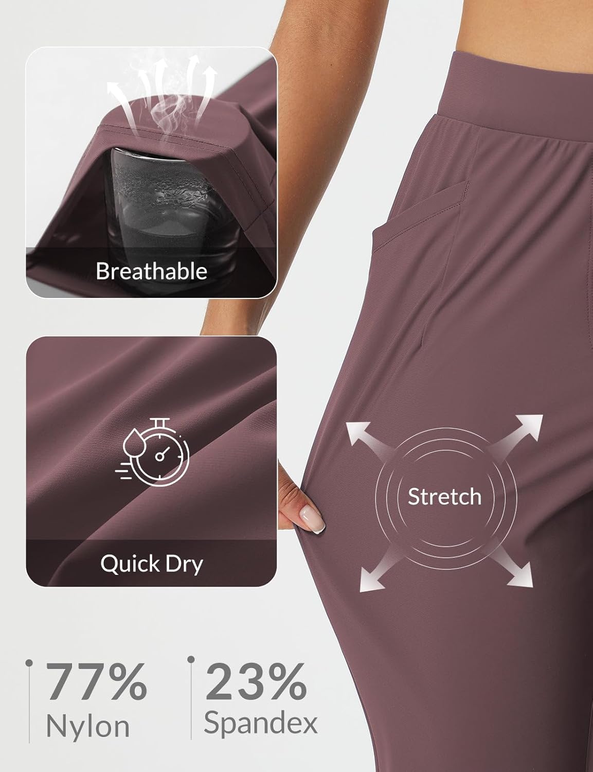 baleaf Womens Travel Pants with Zipper Pockets Stretchy Work Pants Business Casual Slacks Golf Pants Dressy with Pockets - Image 4