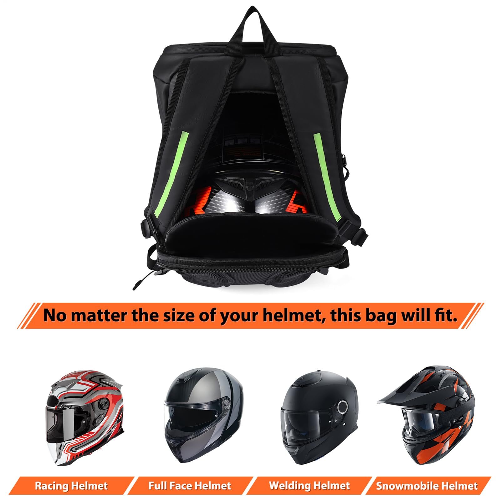 Zaino per caschi da snowboard – Zaino con nastro riflettente | zaino sportivo pieghevole | Borsa portaoggetti leggera per caschi con fascia riflettente, zaino impermeabile per moto da este