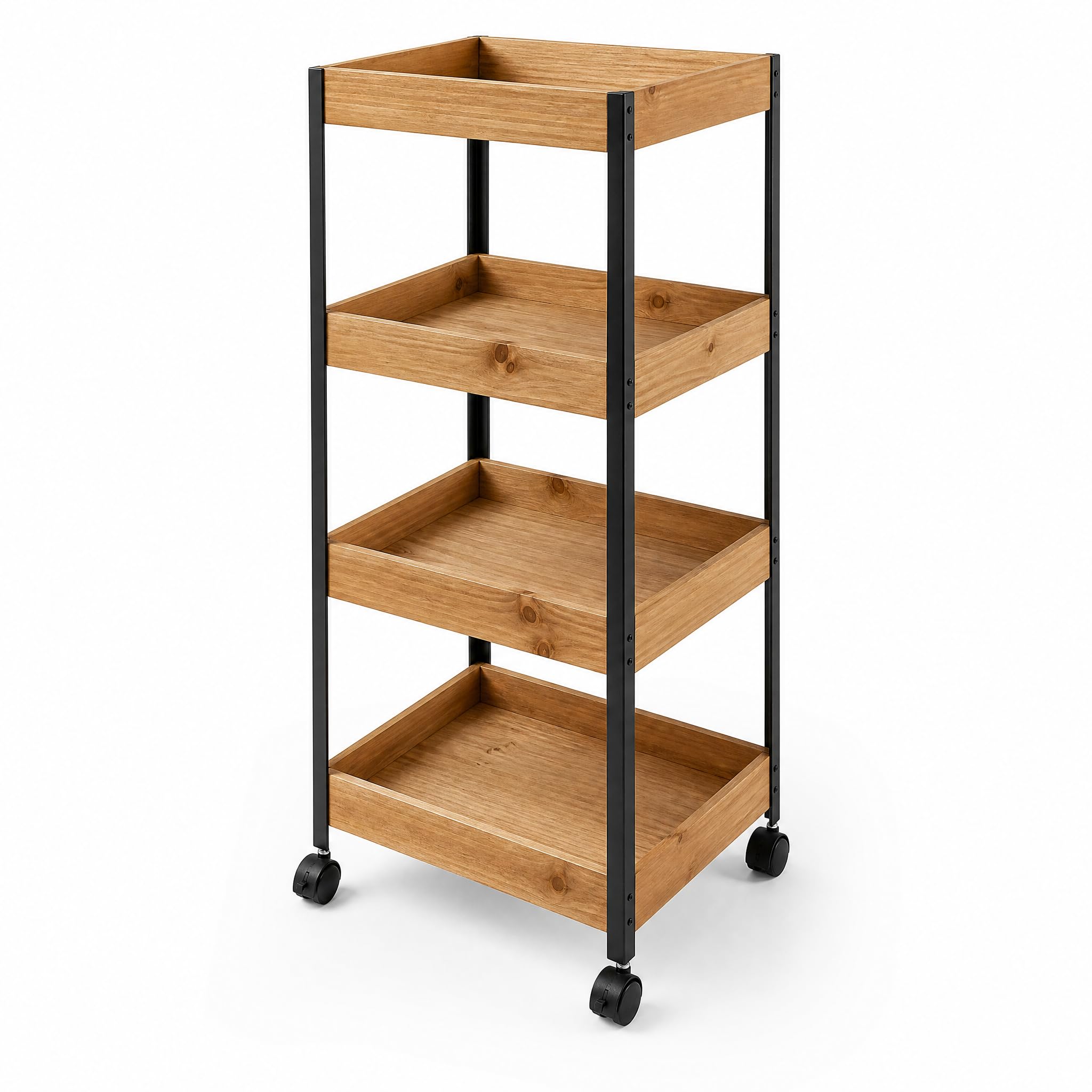 Carrito de Almacenamiento de 4 Niveles, Estantería con Ruedas 35x25x95 cm | Diseño compacto. Ideal para dormitorio, baño, cocina, balcón, salón y estudio XZ-22229