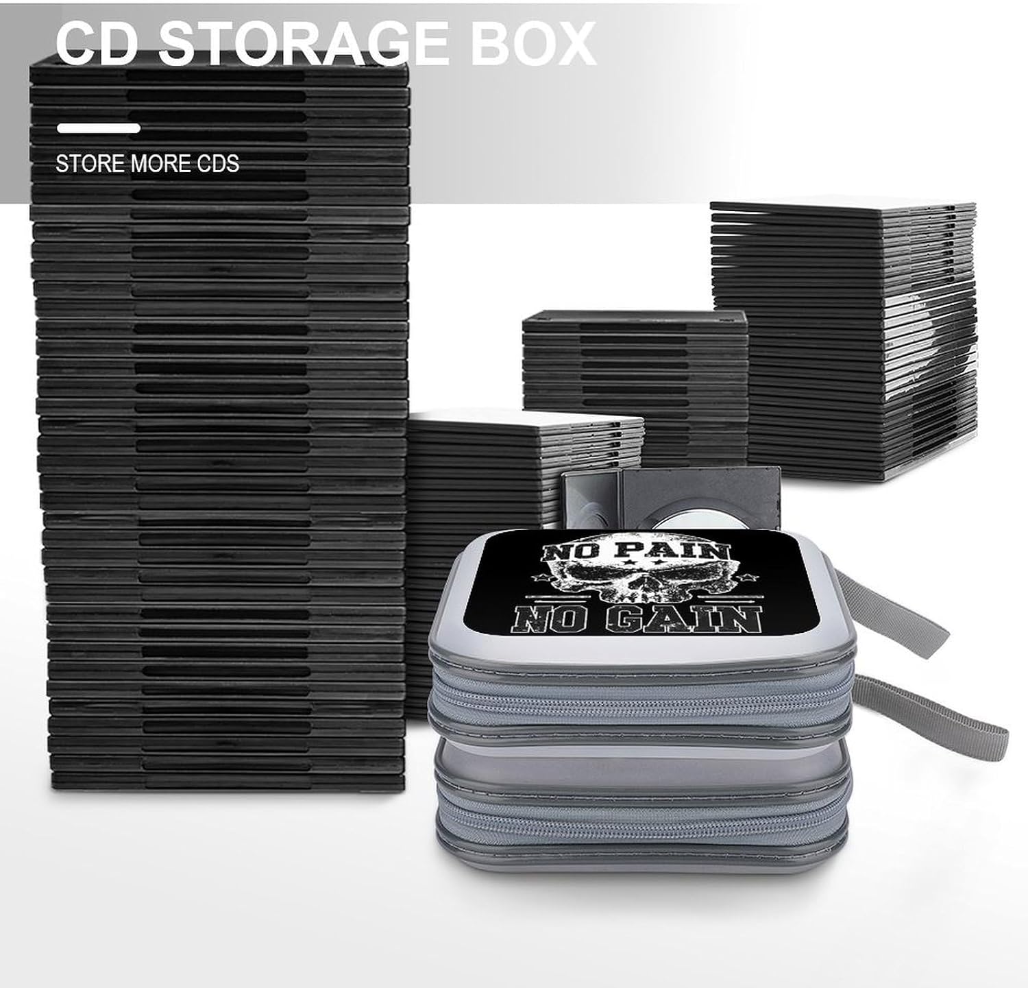 Grunge No Pain No Gain Camouflage CD Case DVD Storage Holder Binder 40 Capacity