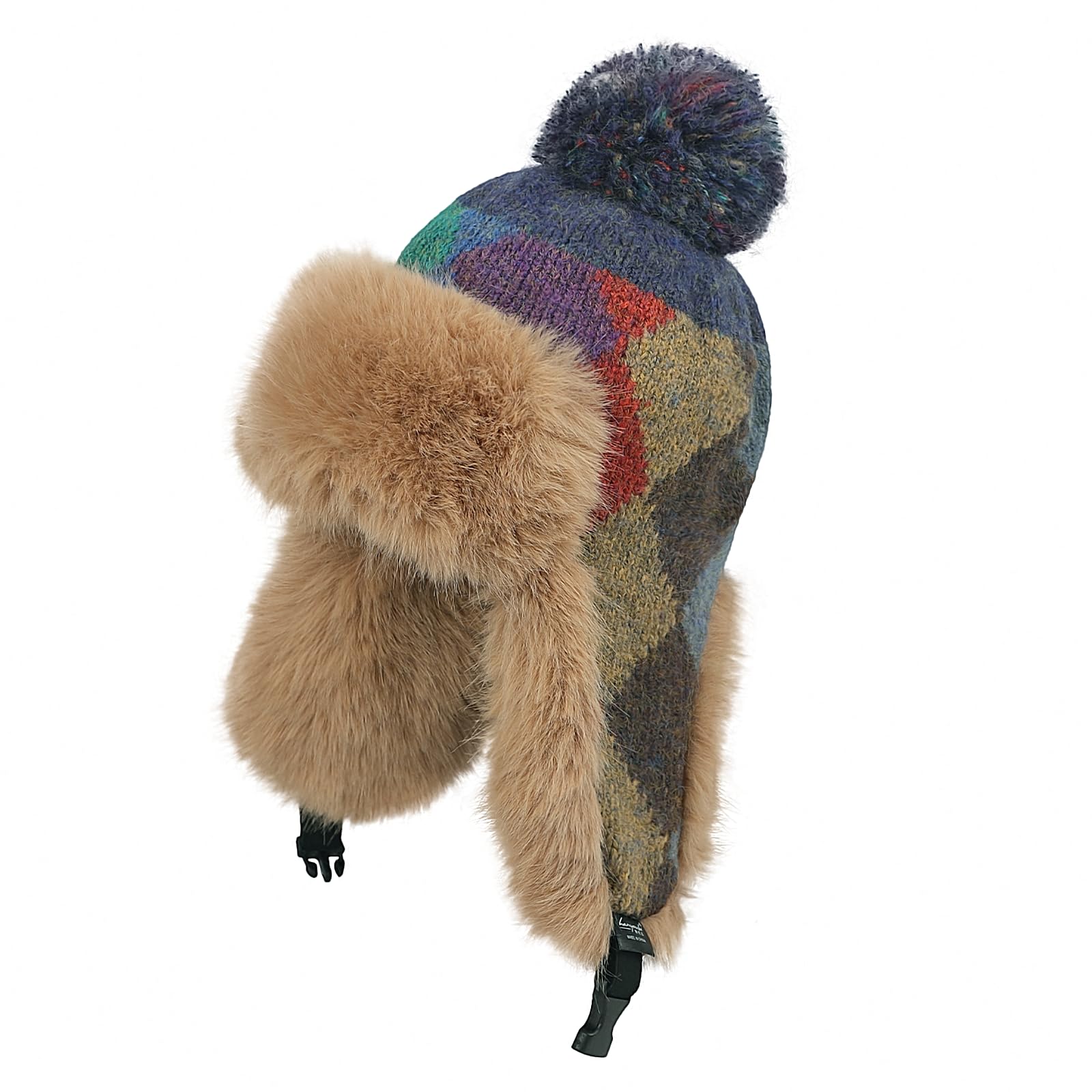 OhMill Chapka Chaud Hiver pour Femme Bonnet de Trappeur en Peluche Chapeau Aviateur avec Oreillettes Coup-Vent Bonnet de Ski Épaise pour Cyclisme Extérieur Randonnée