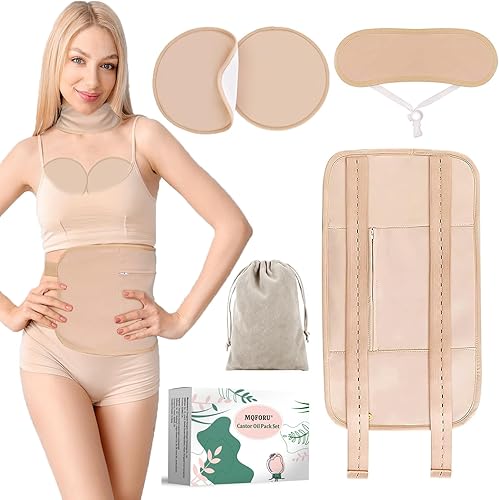 Miniatura 1 de Castor Oil Pack for Chest, Neck and Liver, Castor Oil Packs Wrap with Adjustable Elastic Strap Castor Oil Compress Wrap Reusable Machine Washable
