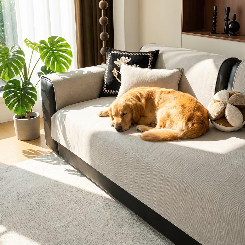 Herringbone Chenille Sofa Cover,Herringbone Couch Sofa Covers Washable for Dogs,Universal Waterproof Non-Slip Chenille Sectional Sofa Couch Covers