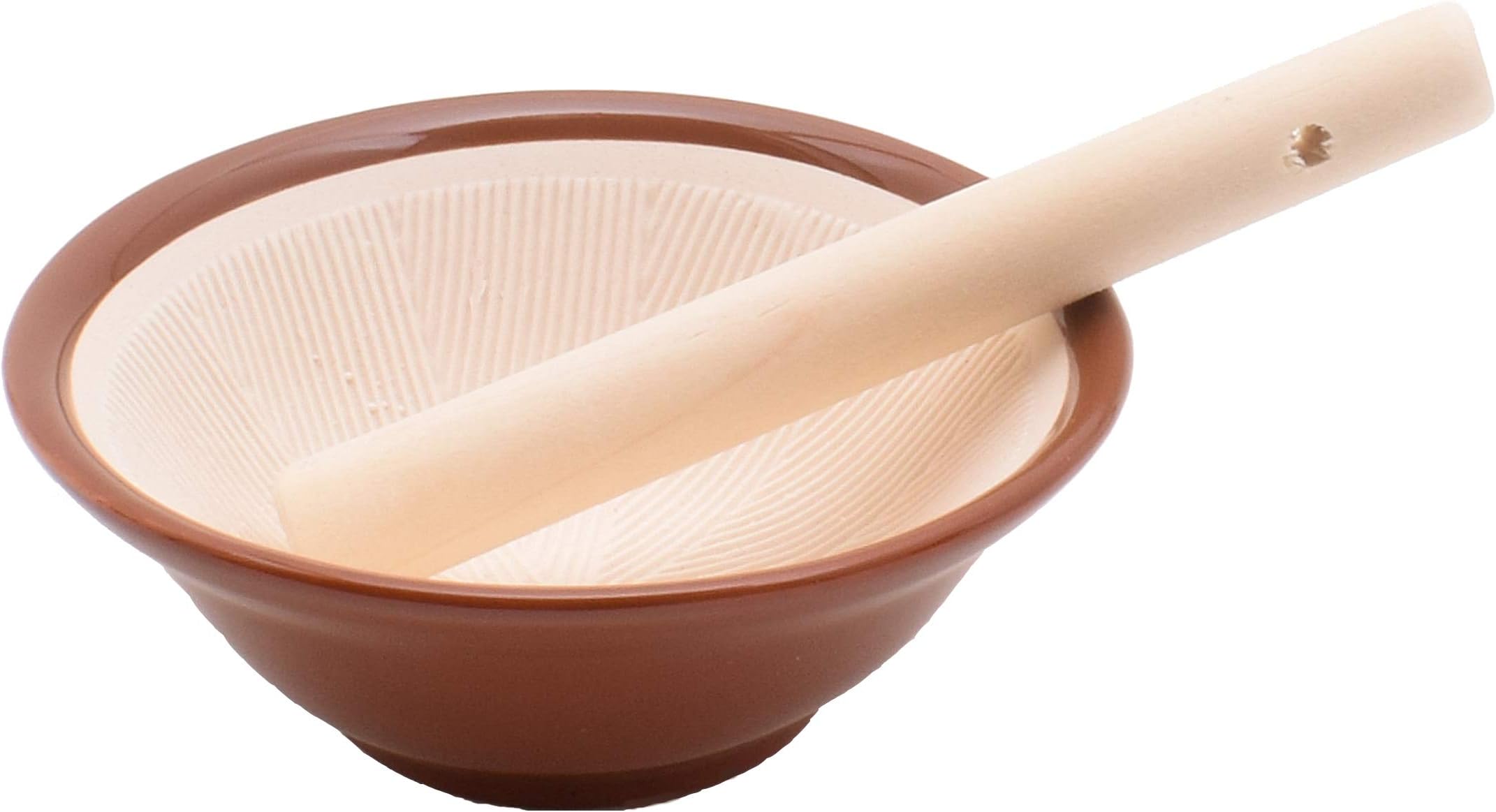 Mortar and Pestle Set Suribachi Mortar and Pestle Mini Ceramic Mortar Bowl with Wooden Pestle,Diameter 3.9inch, Kitchen