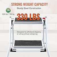 Vista 3 de VEVOR Step Ladder 2-Step 330lbs Capacity, Ergonomic Folding Steel Step Stool with Wide Anti-Slip Pedal, Sturdy Step Stool for Adults Toddlers
