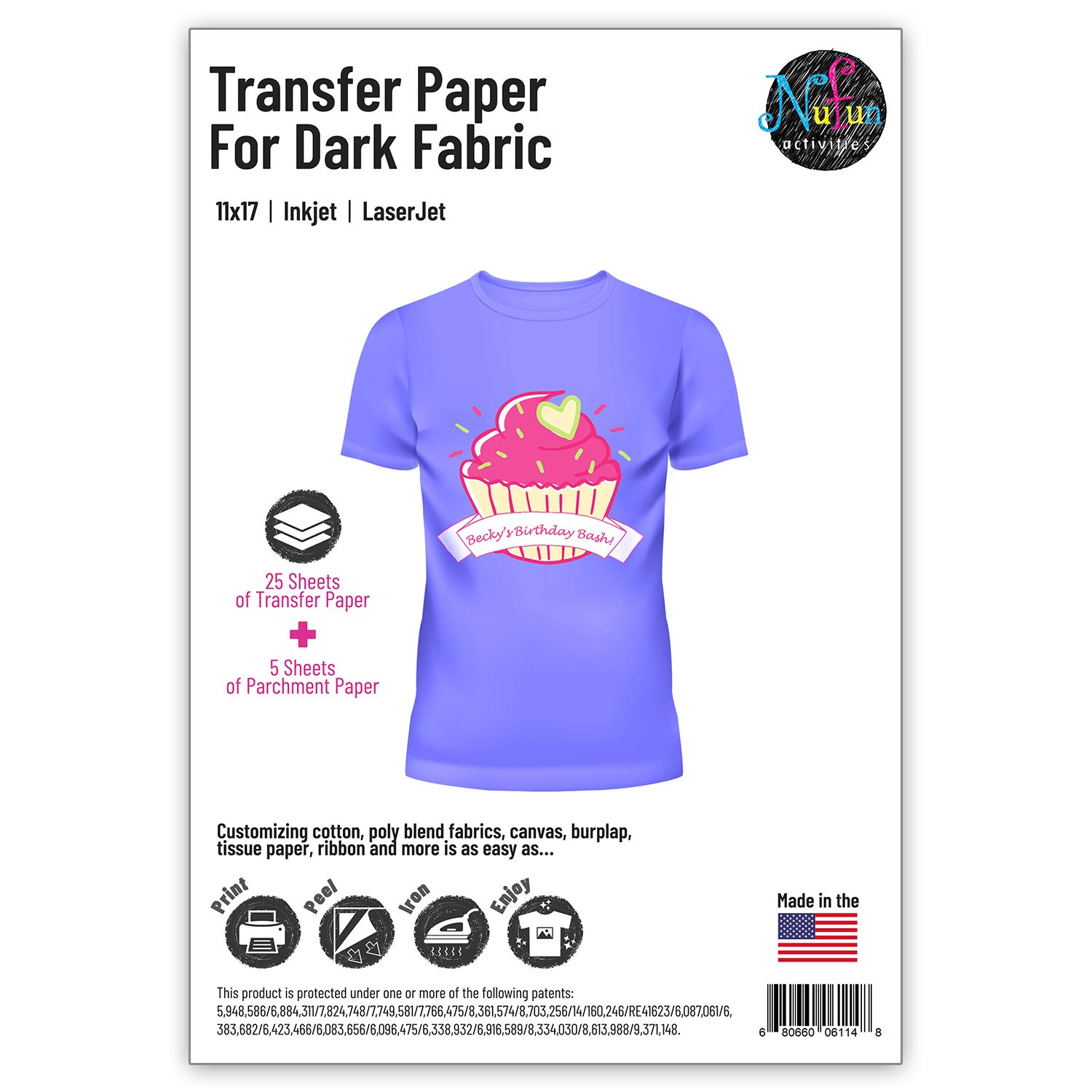 NuFun Activities Inkjet Printable IronOn Heat Tshirt Transfer Paper