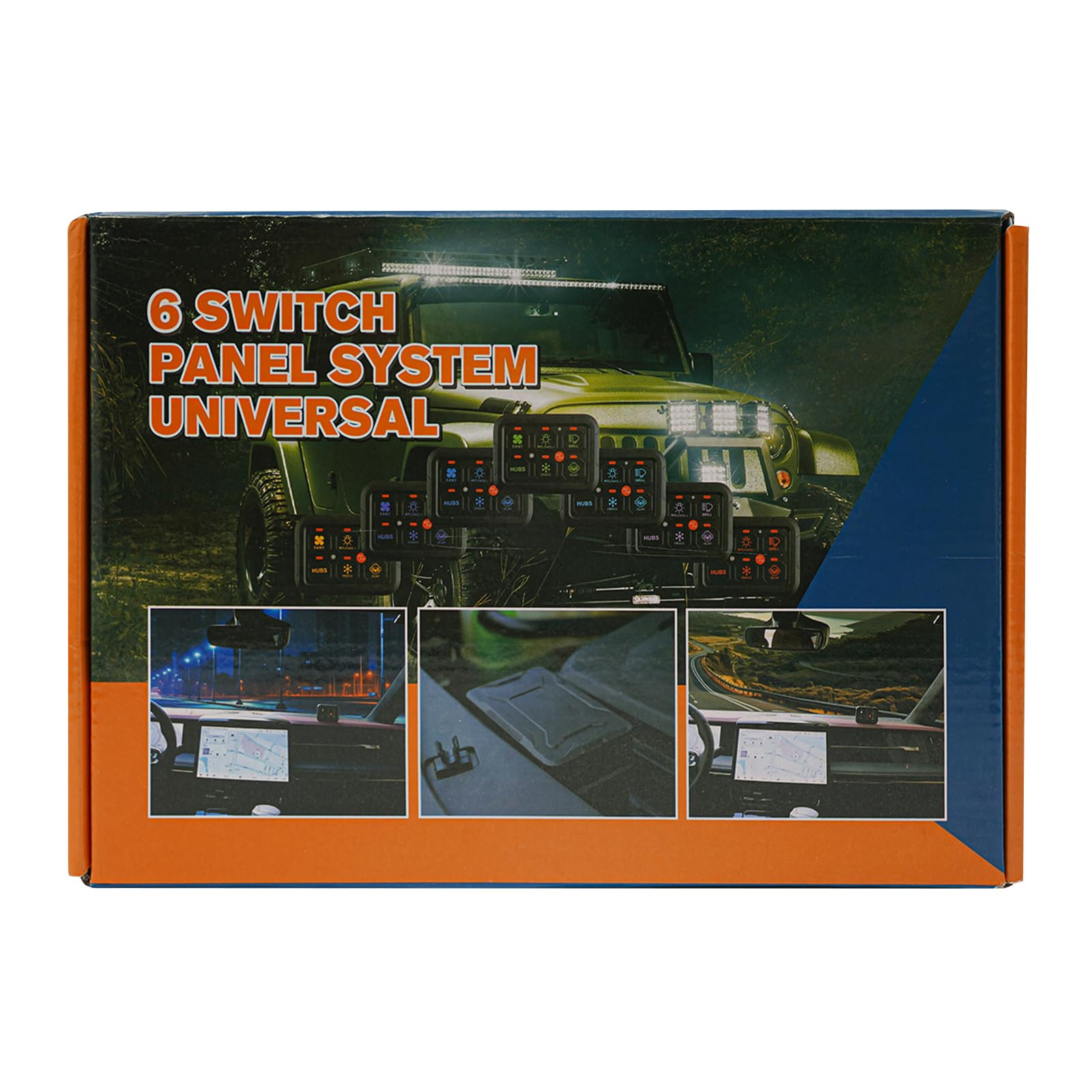 6-biegowy zestaw panelowych przełączników, 12 V/24 V, uniwersalny system sterowania obwodem, z automatycznym ściemnianiem, 7 kolorów RGB, panel sterowania Touch Switch Box do samochodu, łodzi, SUV-a