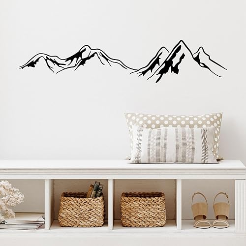JINGIHE Vinilo decorativo de pared de montaña, calcomanías de montaña para vehículos, 48 x 10 pulgadas, calcomanías de pared de picos de montañas,