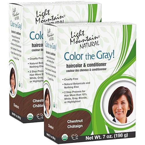 Light Mountain Henna - Tinte y acondicionador para el cabello, color gris  Tinte para cabello castaño para hombres y mujeres, 2 pasos sin productos