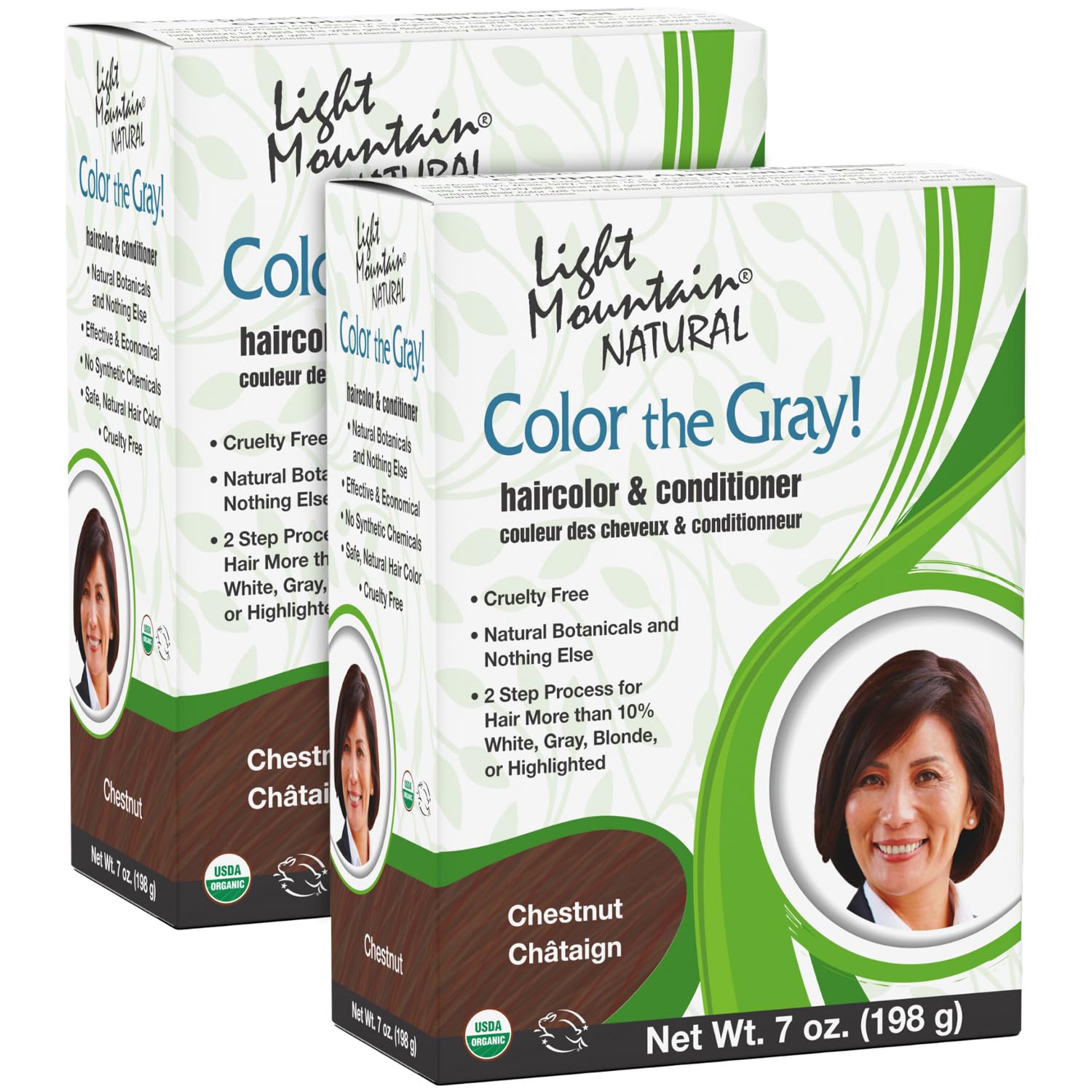 Henna - Tinte y acondicionador para el cabello, color gris – Tinte para cabello castaño para hombres y mujeres, 2 pasos sin productos químicos, color semipermanente para cabello blanco,