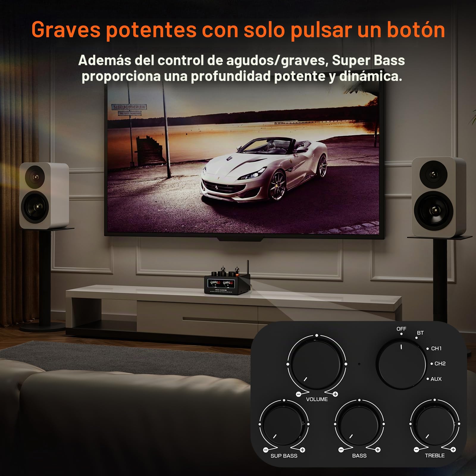 Douk Audio T6 Pro Bluetooth Amplifier 300 vatios x2 amplificador de tubo TPA3255 para Home Theater Hi-FI Audio System