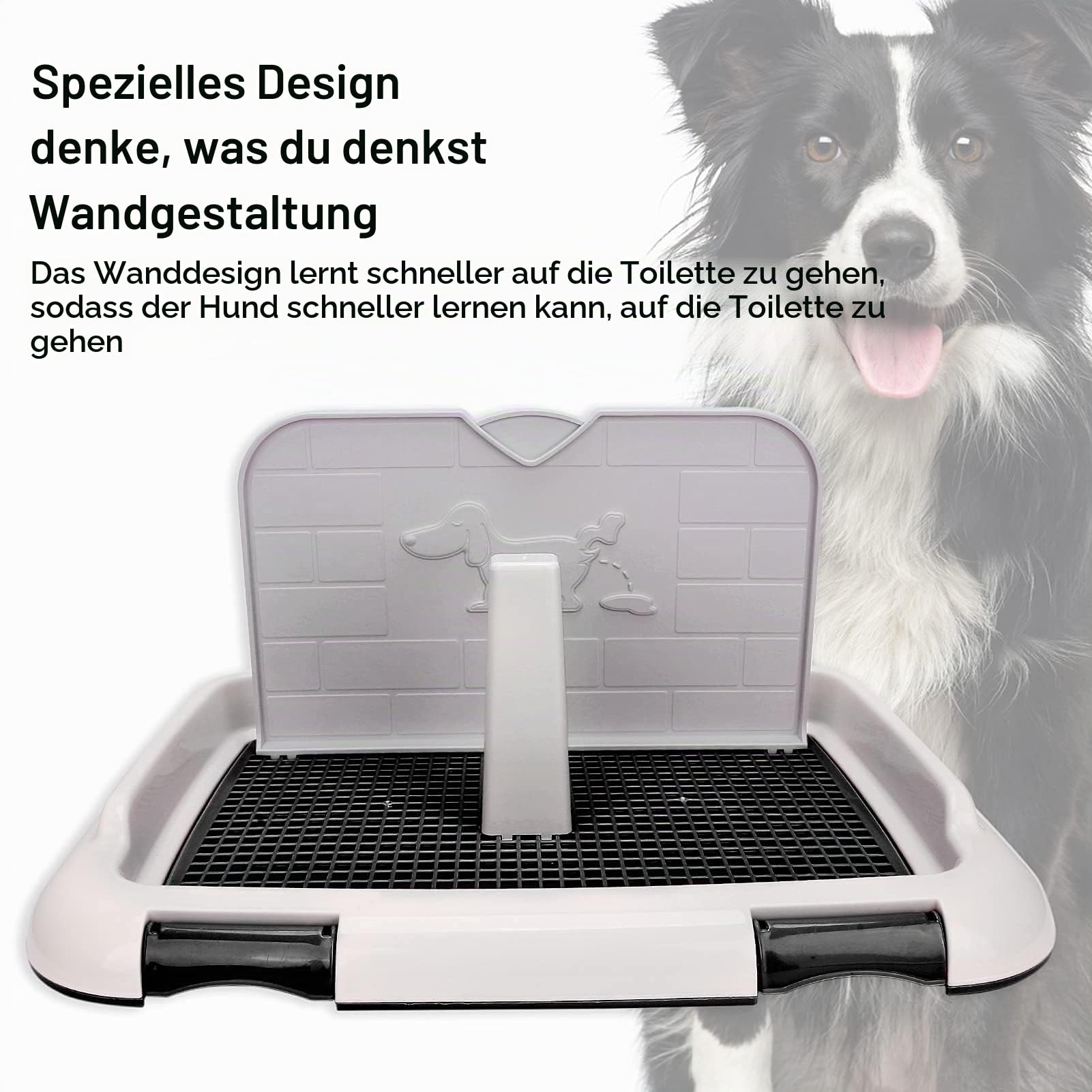 Qcwwy Hundetoilette, Indoor-Hundetöpfchen-Tablett für Hunde, Welpentraining, Toilette, Pee-Pads, Wohnung und Terrassentraining (Schwarz)