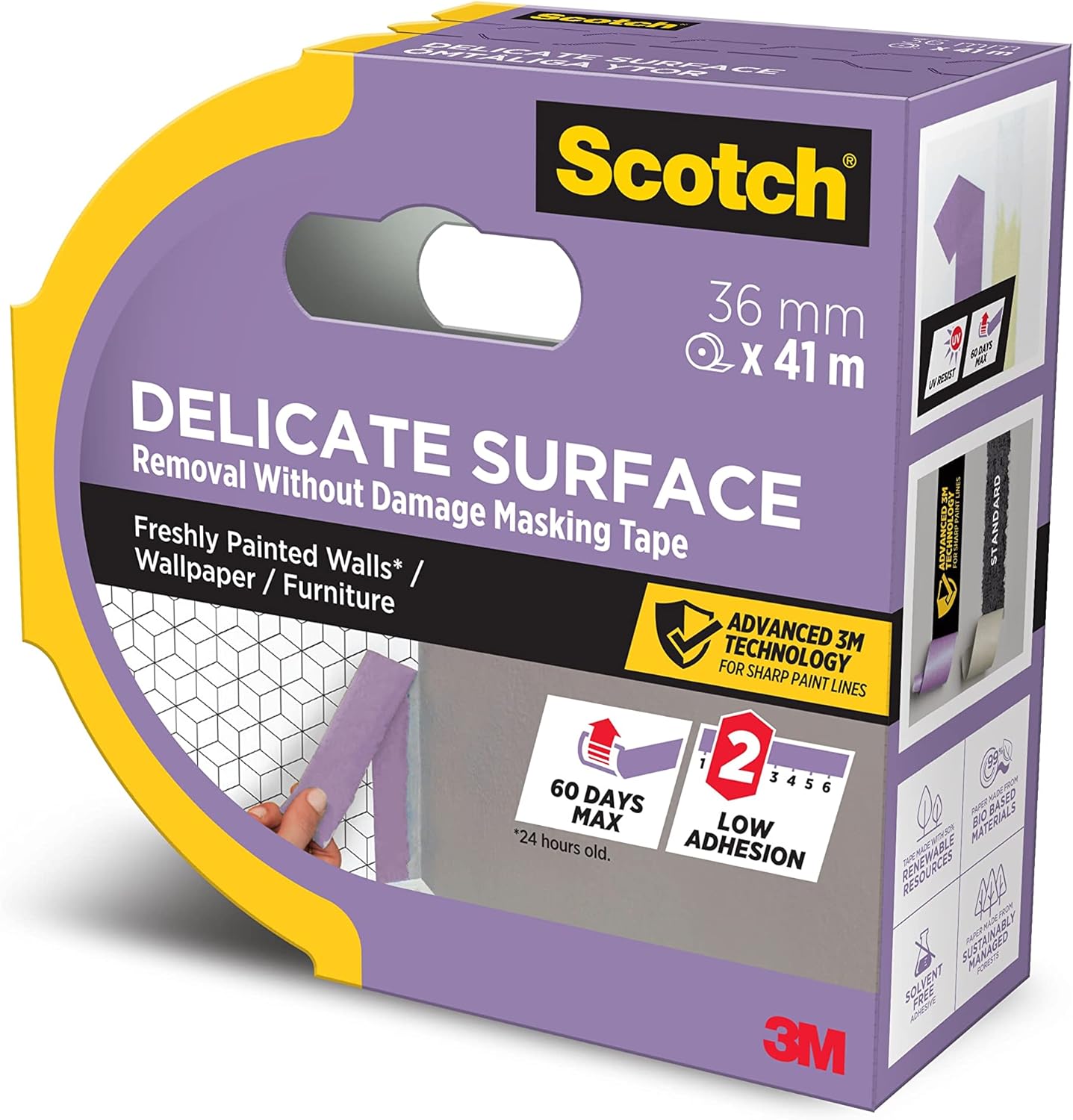 Scotch Delicate Surface Advanced Masking Tape, 36 mm x 41 m, Super