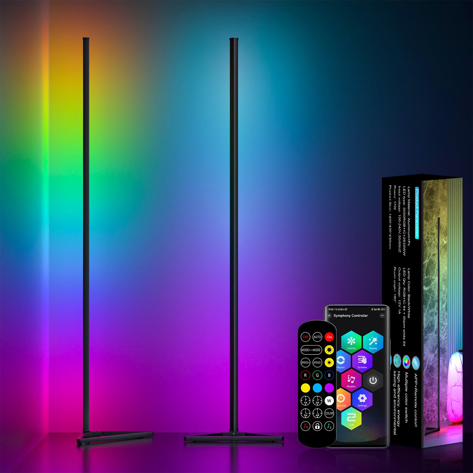 Led Tv Retroilluminazione Intelligente Lampada Da Terra Angolare LED Con RGB E Controllo Smart | Per Salotto E Camera Da Letto Piantana Lampada Da Terra