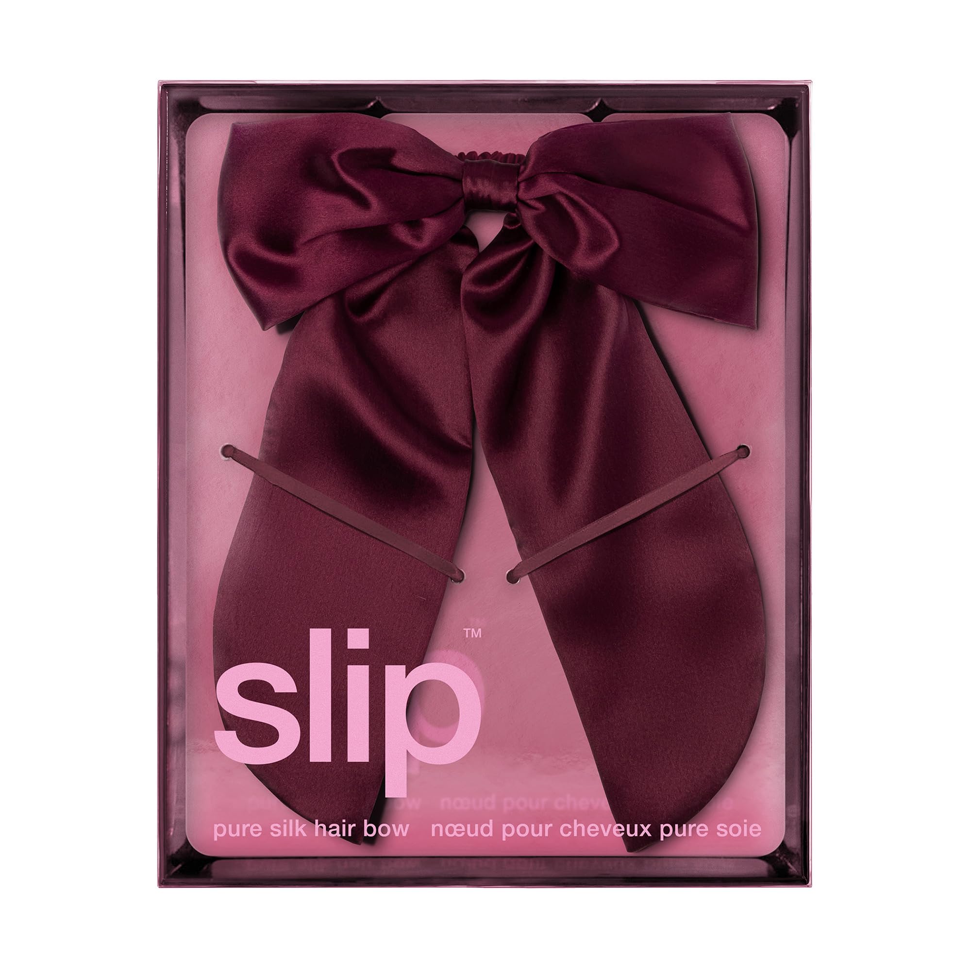 Slip Fiocco per capelli in pura seta, cremisi, fiocco oversize in seta di gelso con elastico per capelli integrato, riduce rotture, pieghe e crespo, accessorio per capelli di lusso