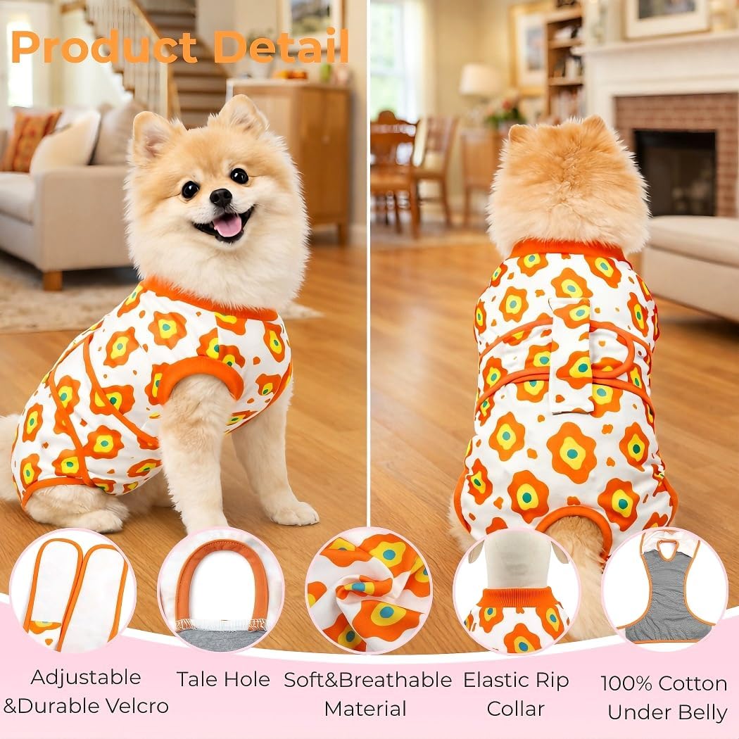 Soft Dog Surgery Recovery Suit for Female/Male Spay/Neuter, Bandana Set Included, E-Collar Cone Alternative, Large Dogs Onesie Full Body Surgical Suits After Spayed Neutered, Medical Pet Bodysuit, L