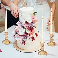 Vista 4 de DARJEN Juego de portavelas cónicos de 4 pulgadas de alto, 12 portavelas de cristal dorado para decoración de bodas, festivales, fiestas y alféizares