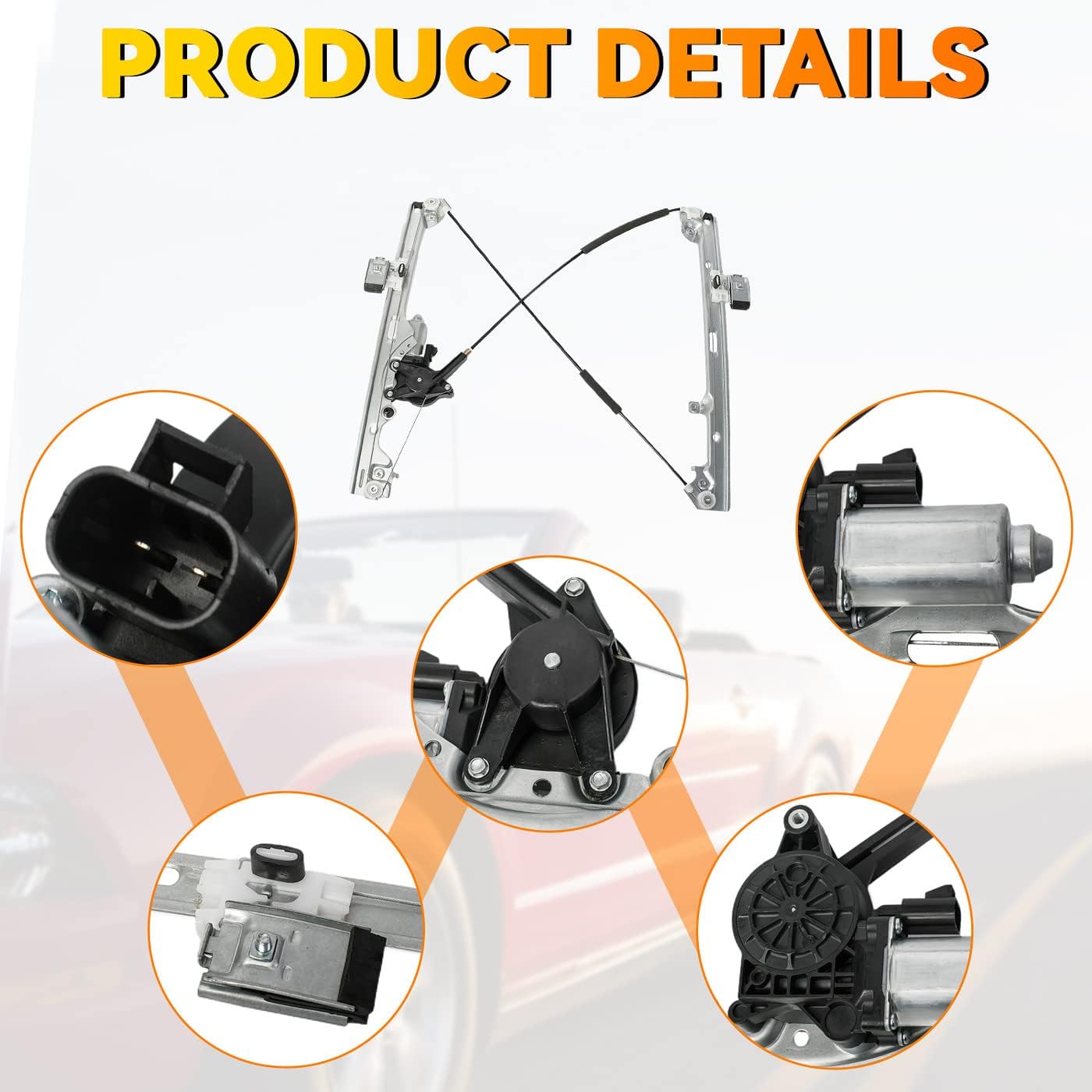 Front Right Passenger Side Power Window Regulator with Motor Assembly - Compatible with Cadillac Chevy GMC Escalade EXT/ESV Suburban Avalanche Tahoe Yukon XL Silverado Sierra Crew Cab - 741-645