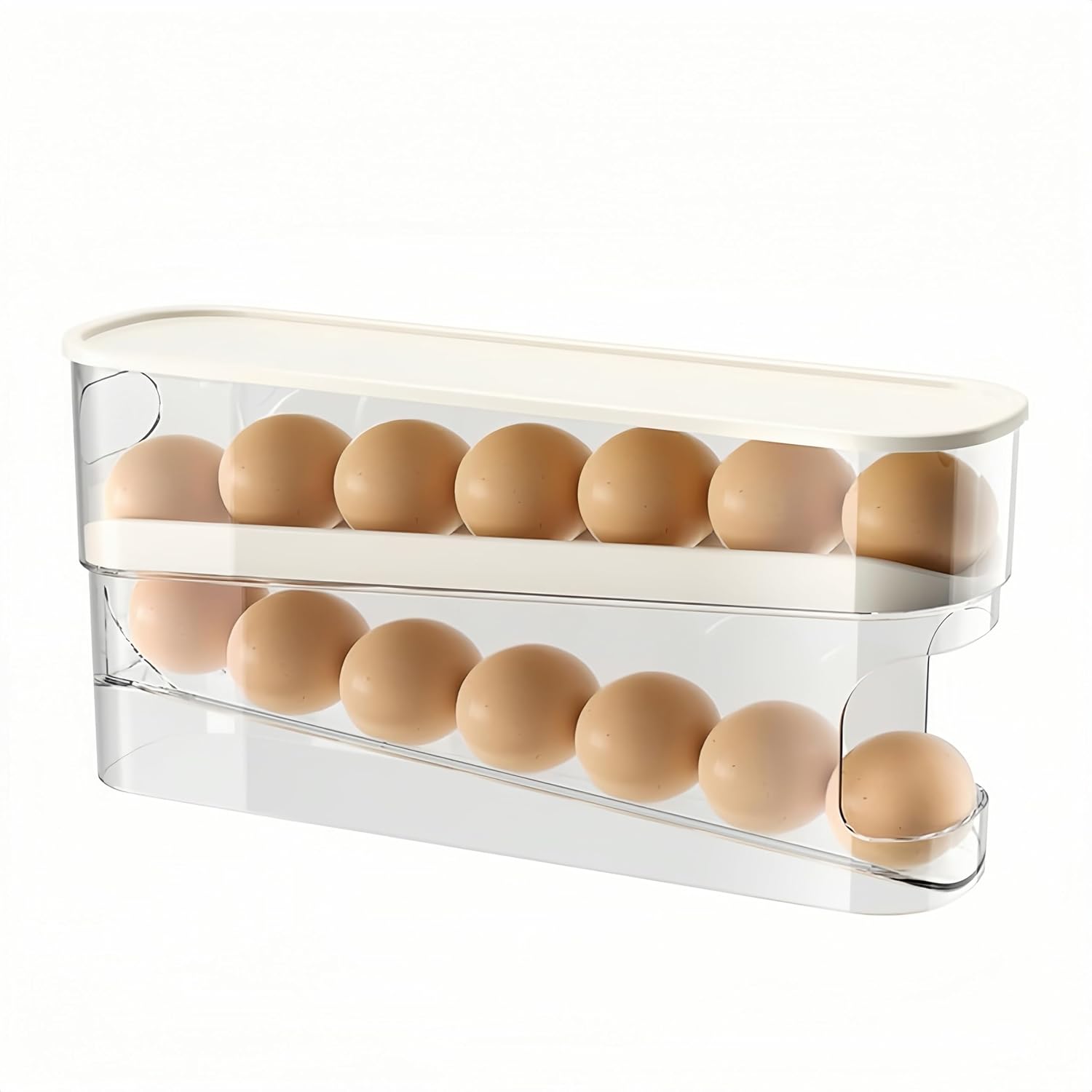 Clear Refrigerator Egg Holder, Stackable 12-Egg Storage Container with Lid – Double Layer Kitchen Organization Tray, BPA-Free Plastic, Space Saving Egg Bin for Fridge Door or Shelf