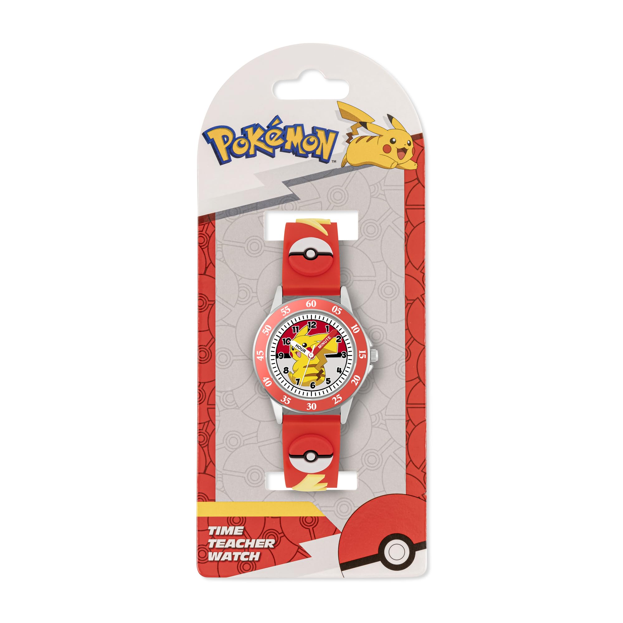Peers Hardy Pokemon Kids Time Teacher - Pulsera de Silicona 3D en Rojo para Aprender a Decir Hora POK9074