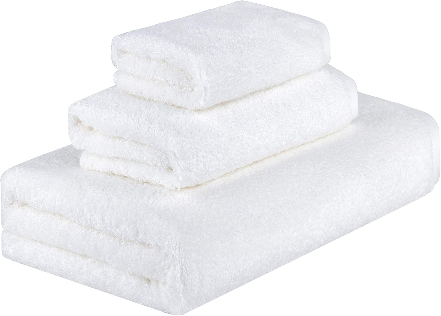 SEMAXE Bath Towel with Hanging Loop, Absorbent and Soft,100% Cotton Bathroom Towel,Hotel & Spa Quality 3 Piece Towel Set includes 1 Bath Towels, 1 Hand Towels, 1 Washcloths (White) White 3 P