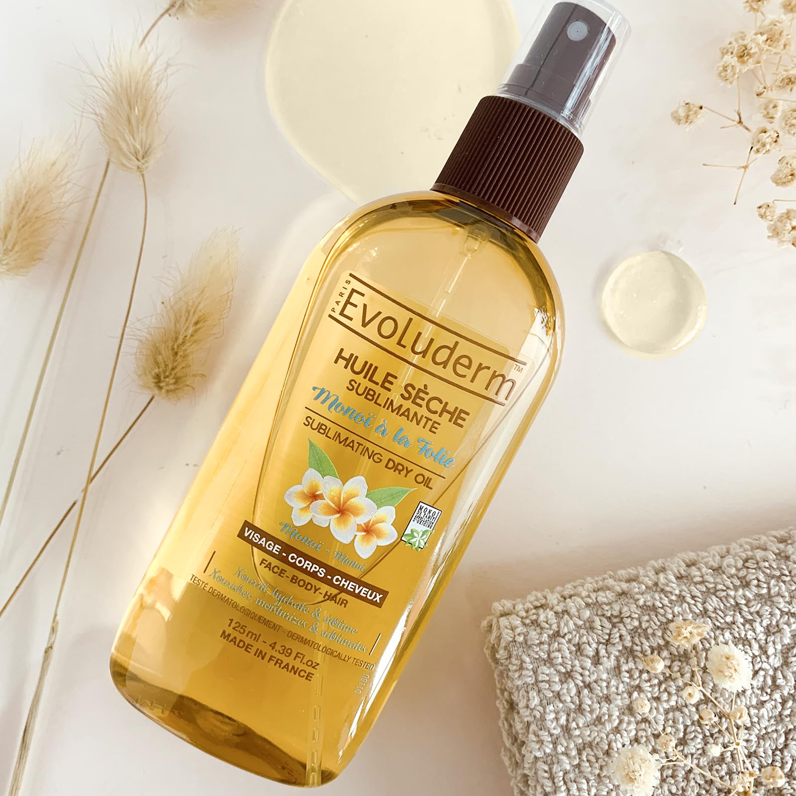 EVOLUDERM Coffret Cadeau Bain Femme Corps & Cheveux au Monoï de Tahiti 6 Produits Gant Exfoliant Offert Origine Naturelle
