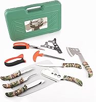 Vista 6 de KNINE OUTDOORS Juego de cuchillos de ciervo de caza, kit de aderezo de campo, juego de carnicero portátil de bosque, 12 piezas