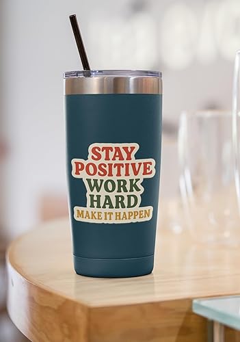 Miniatura 4 de 3 calcomanías con cita motivacional  Stay Positive Work Hard Make It Happen  Calcomanía de vinilo impermeable para laptop, botella de agua, cuaderno