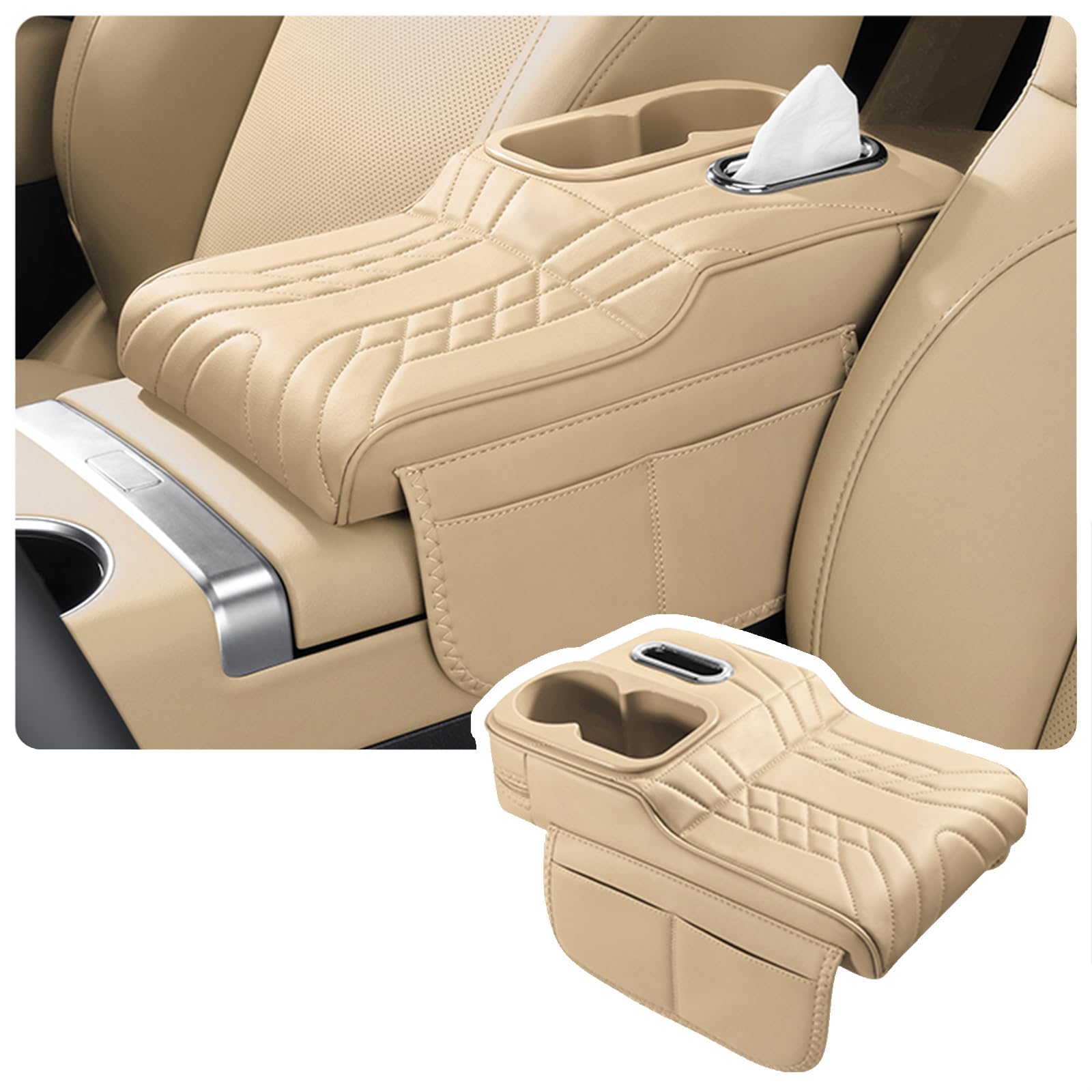 Yrrltsy Protective Centre Console Cover Pad for Kia Niro SG2 EV Hybrid 2016-2024 2025,Wear Resistant Anti-Slip,Beige