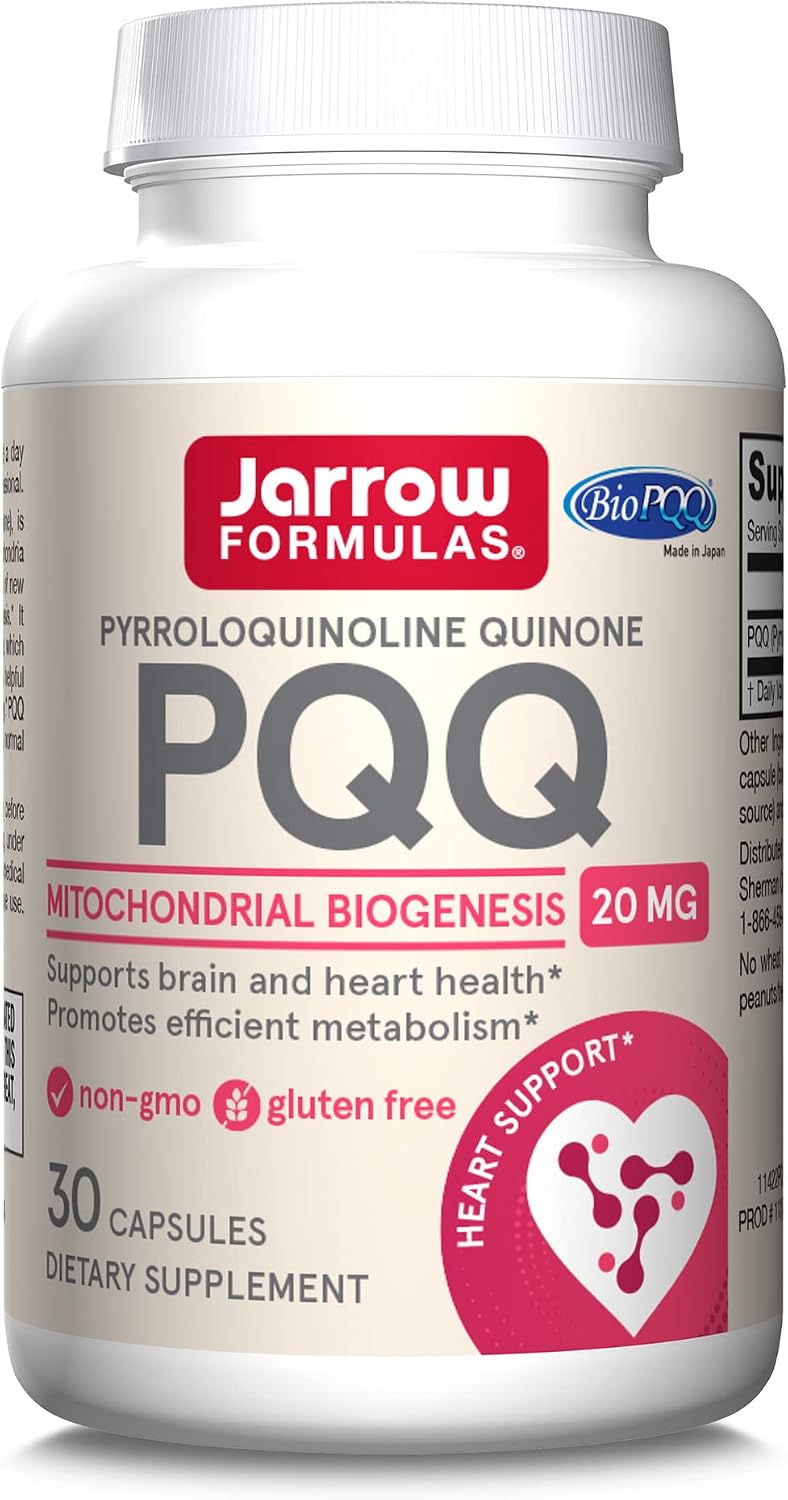 Jarrow Formulas PQQ 20 mg - 30 Capsules - Promotes Mitochondrial Biogenesis - Dietary Supplement Supports Heart & Brain Health - 30 Servings
