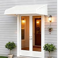 Kozyard 66x40 Window Awning with 2 Sidewings - Aluminum Frame, Impact-Resistant PVC Panels, Rain Snow UV Protection for Doors Windows