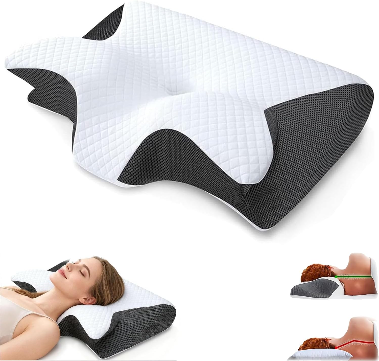 Airway Pro Sleep Apnea Relief Pillow，neckhaven Pillow，Neck Haven，Sleep apnea，Neck Support Ergonomic Side Sleeper, for Side, Back, Stomach Sleepers (Black)